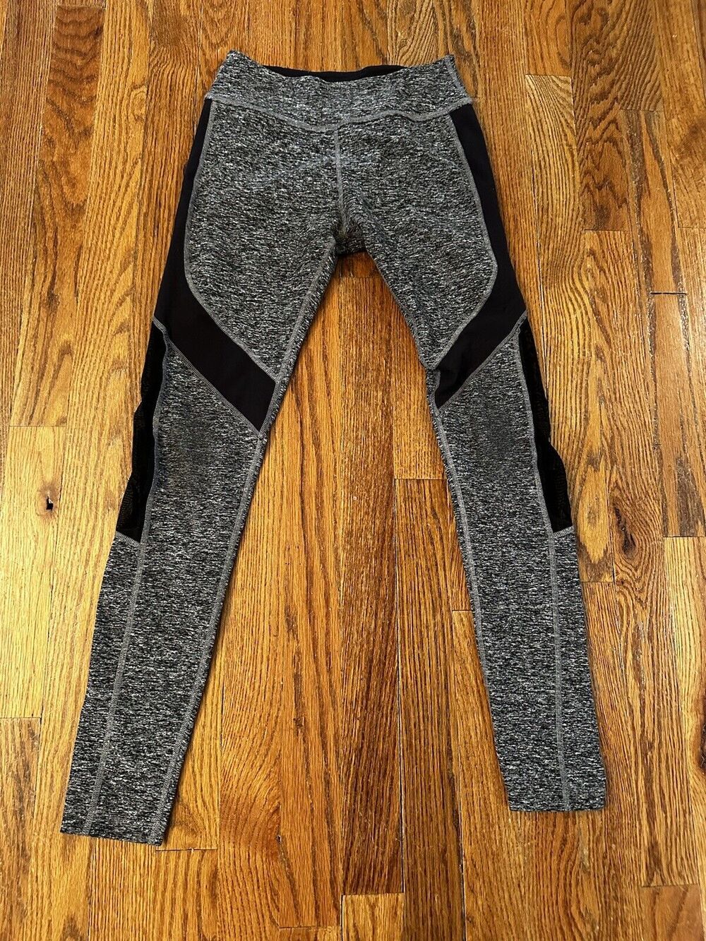 Beyond Yoga Gray Leggings with Black Sheer Stripe High Rise Full Length - Size S